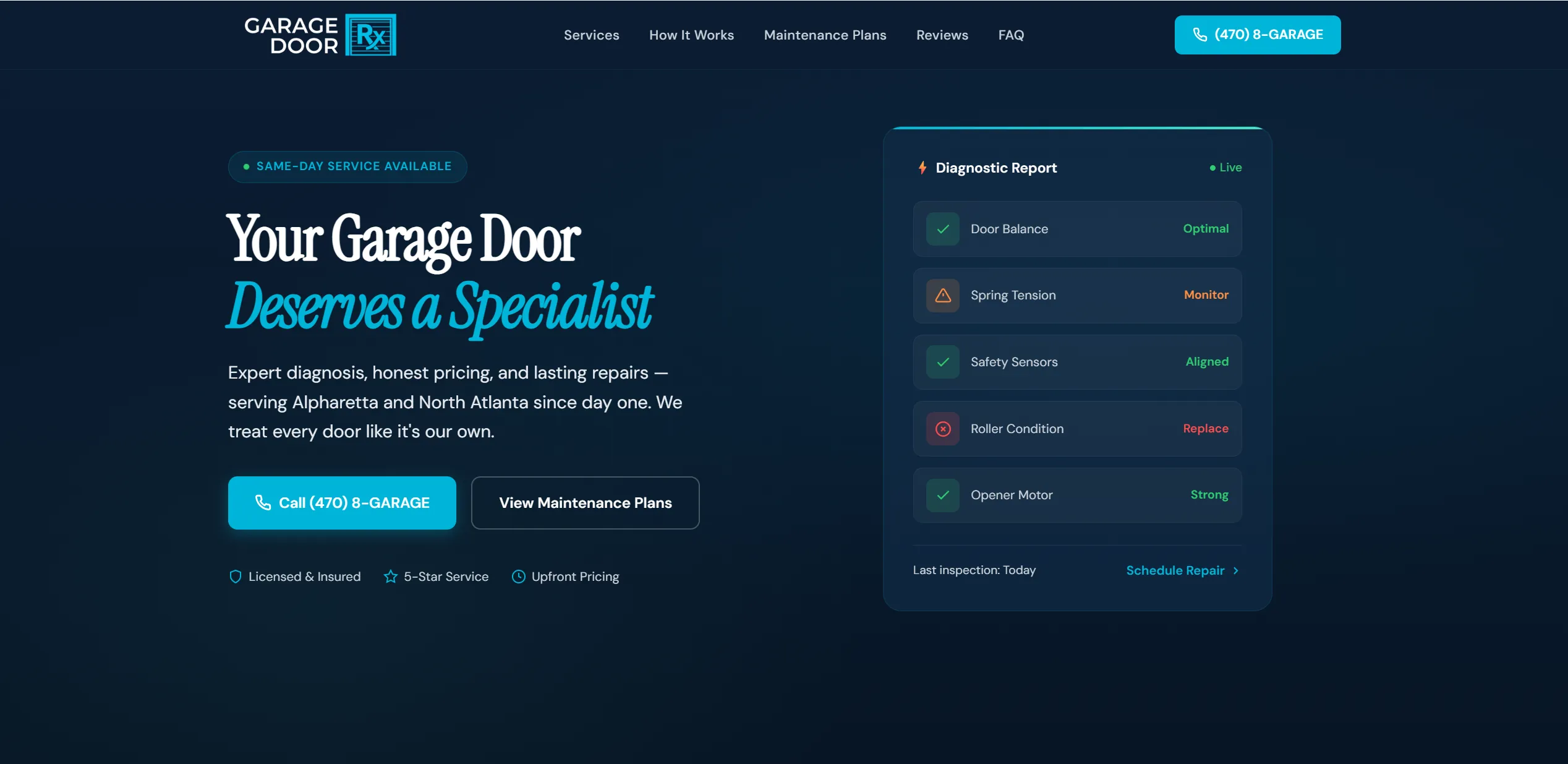 Garage Door Rx website screenshot