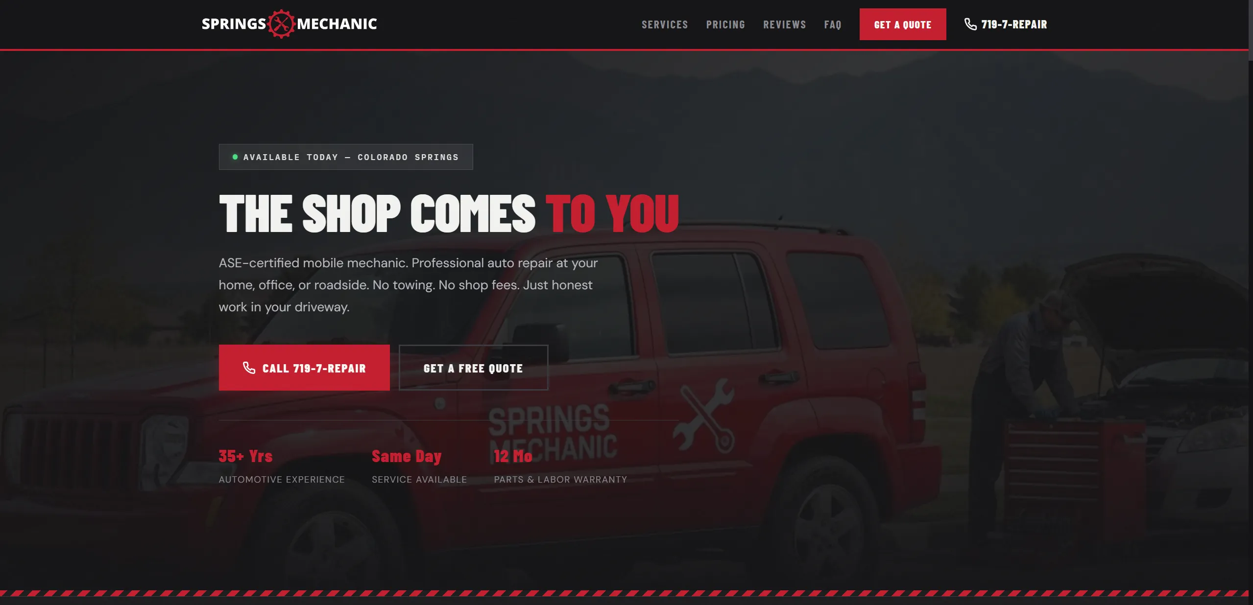 Springs Mechanic website screenshot